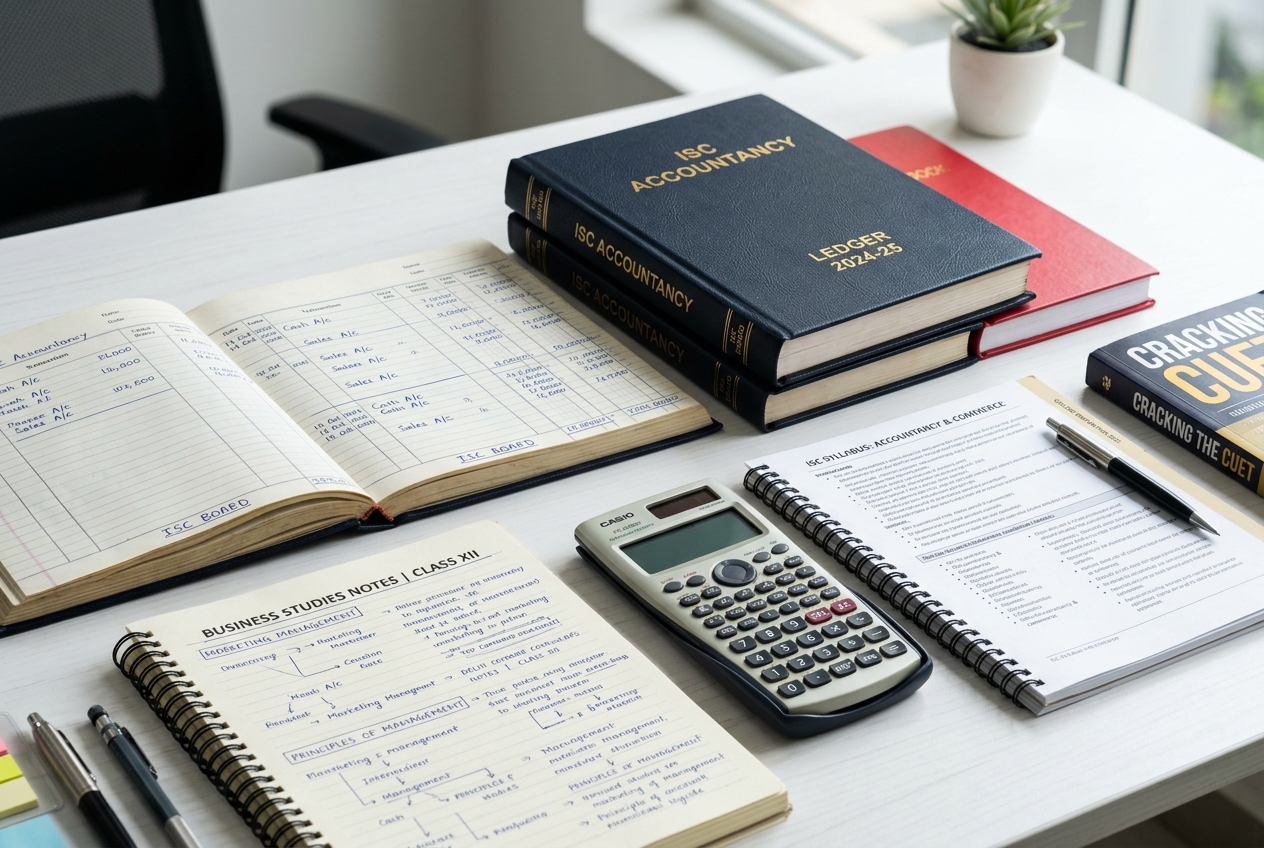 ISC accountancy books and ledger sheets